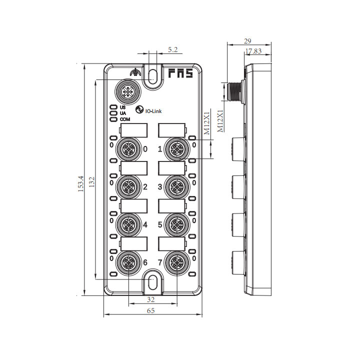 M12接口、IO-Link Hub、PNP、16DI/DO 可配置、標準模塊、00BG01