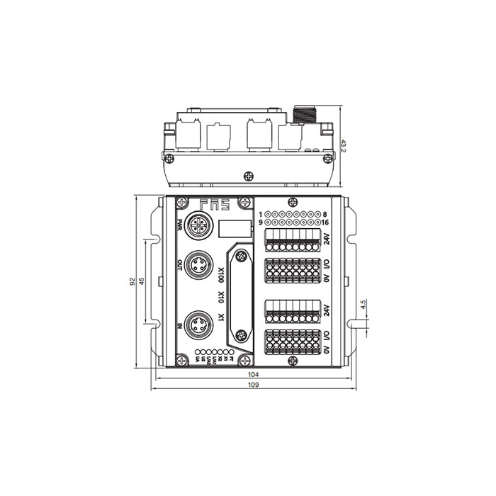 CC-Link協議、IP20、16DI/DO 自適應配置、PNP、端子式、遠程模塊、009D13