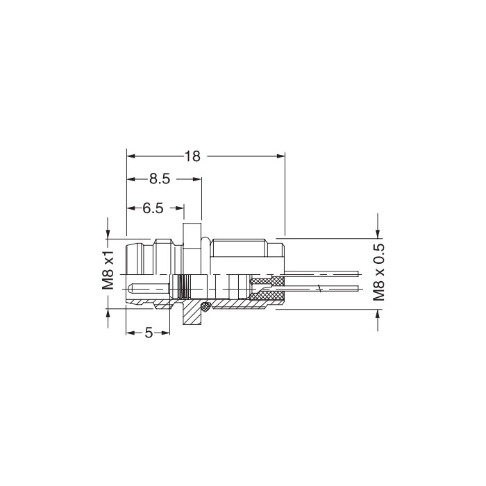 M8 3Pin、公頭直型、法蘭插座、板前安裝、63SA21-XXX