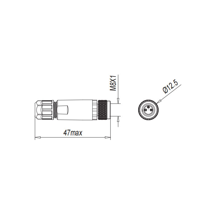 M8 3 Pin、Straight type female、Push-in terminal、、63F301