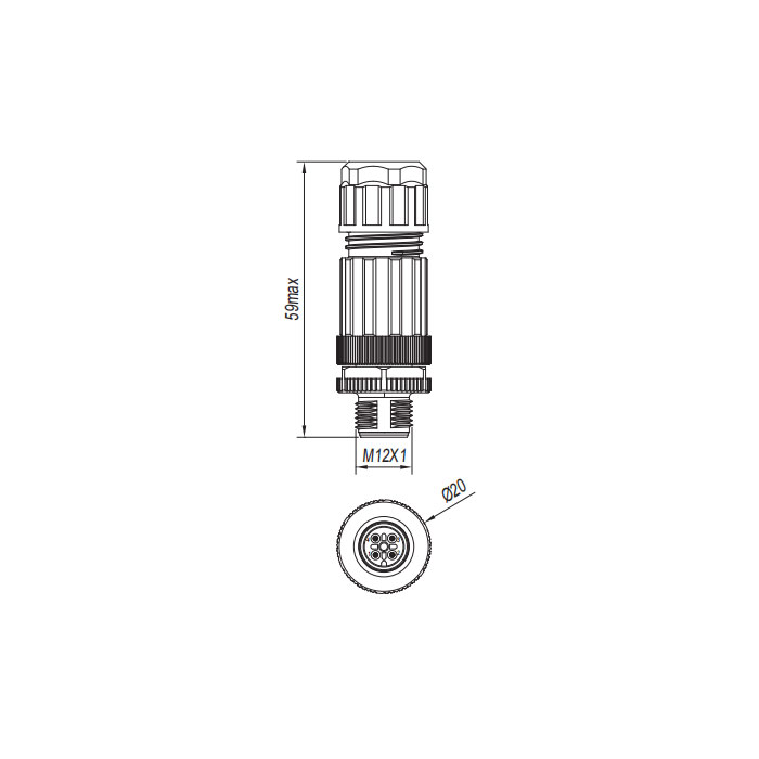 M12 4Pin、公頭直型、直插式連接、Y型分線器、64FY21 