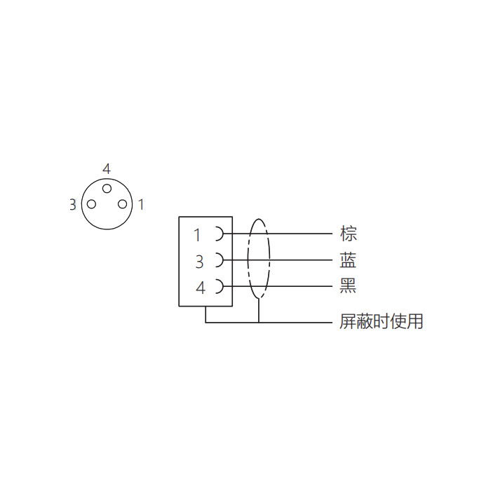 M8 3Pin、母頭90°、單端預(yù)鑄PUR柔性電纜、黑色護套、63S061-XXX