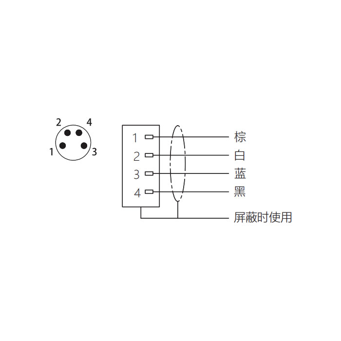 M8 4Pin、公頭90°、單端預鑄PVC非柔性電纜、灰色護套、63S223-XXX