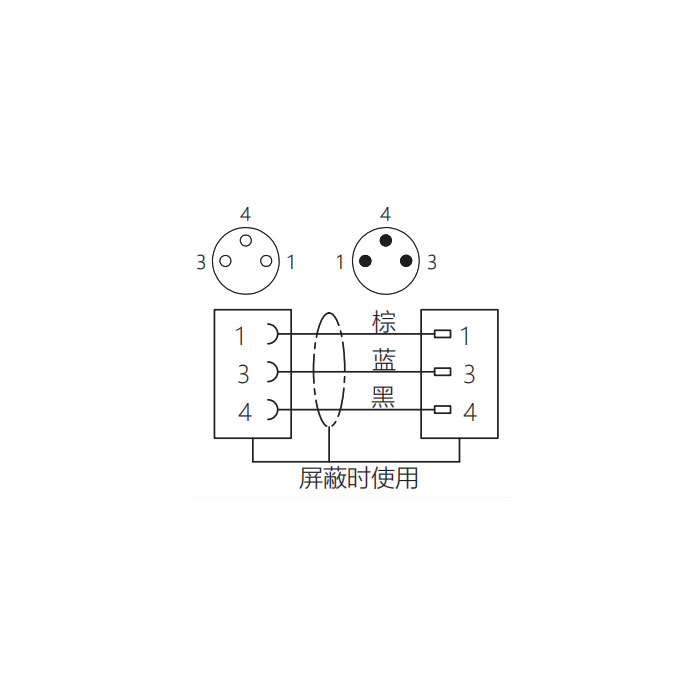 M8 3Pin、母頭90°轉(zhuǎn)公頭直型、雙端預(yù)鑄PUR柔性電纜、黑色護(hù)套、63D061-XXX 