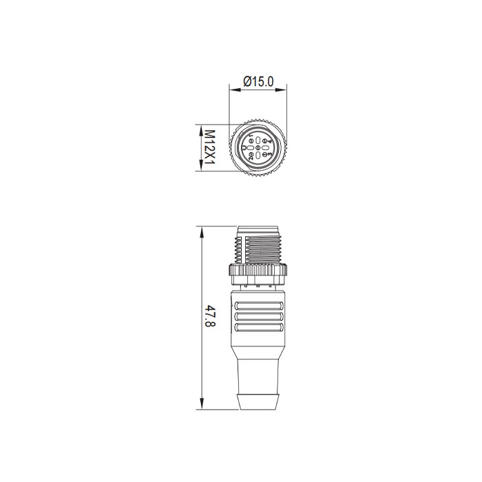 M12 5Pin、直型公頭、CC-Link終端電阻、0C4R31