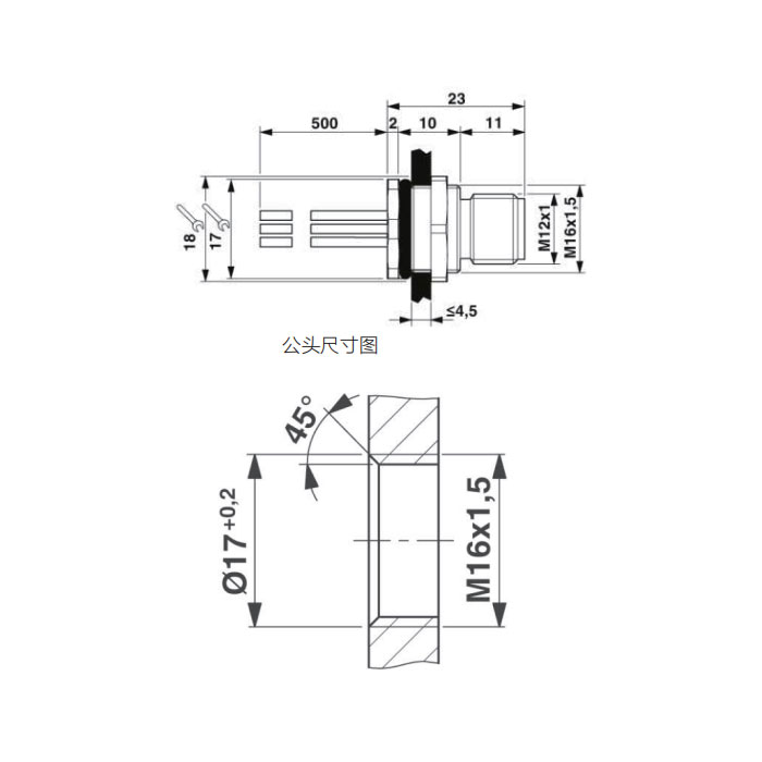 M12 12Pin、公頭直型、法蘭插座、板后安裝、適用于PCB安裝、64SC81P