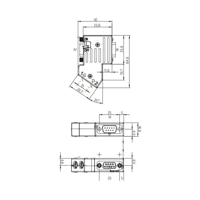 Profibus 帶有可切換終端電阻的總線插頭、0CE121