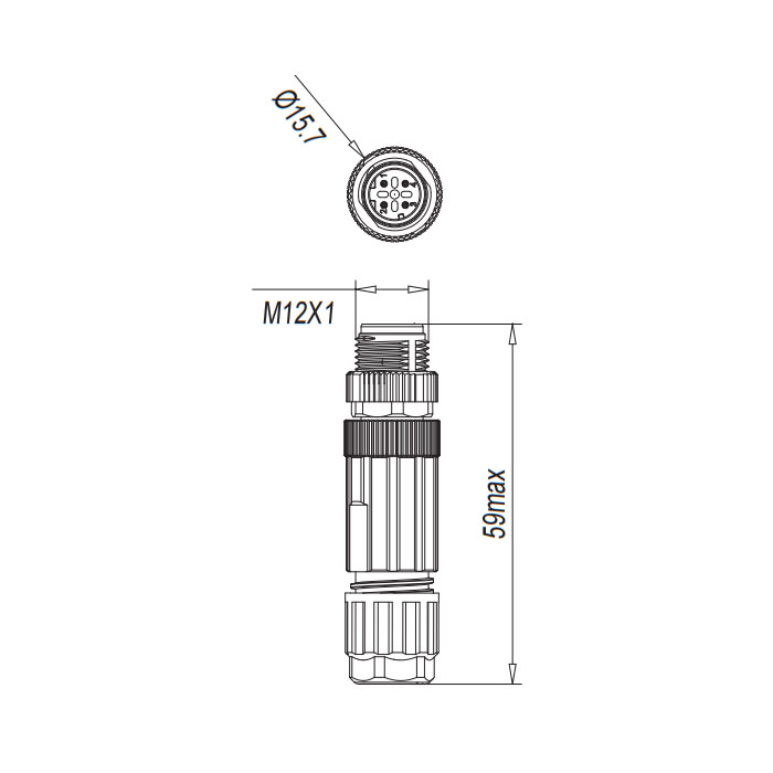 M12 4Pin、D-coded、公頭直型、直插式連接、64F861 