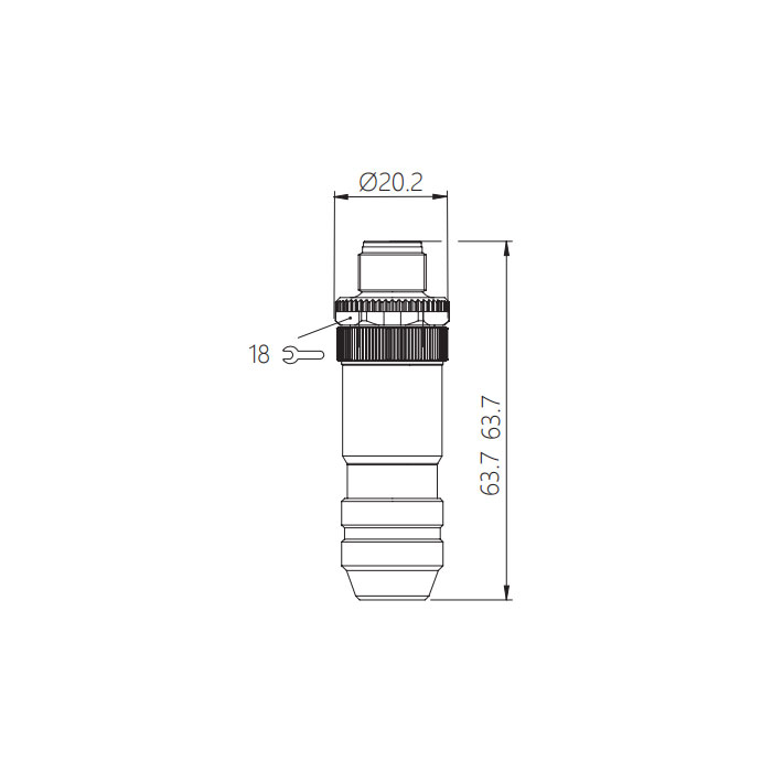 M12  5Pin、B-coded、公頭直型、螺釘連接、金屬屏蔽、0CF001