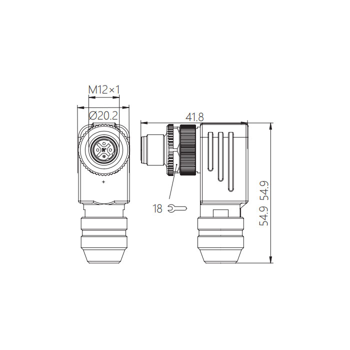 M12  5Pin、B-coded、公頭90°、螺釘連接、金屬屏蔽、0CF021