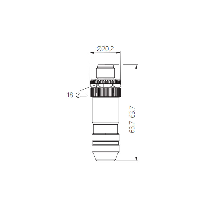 M12 8Pin、公頭直型、螺釘連接、金屬屏蔽、64F621 