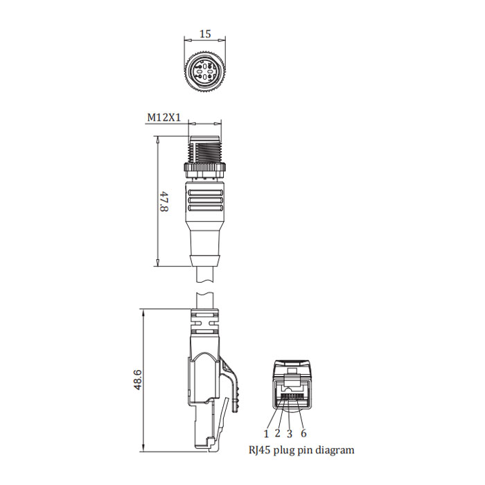 M12 4Pin male (D-coded)/RJ45 male、Double ended pre cast PVC shield non flexible cable、EtherCat network cable、Green sheath、0C3181-XXX