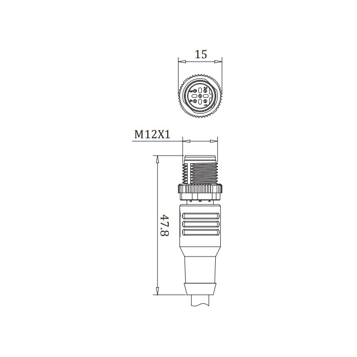 M12 5Pin 公頭直型、B-coded、單端預鑄PUR柔性電纜、帶屏蔽、紫色護套、0C4021-XXX