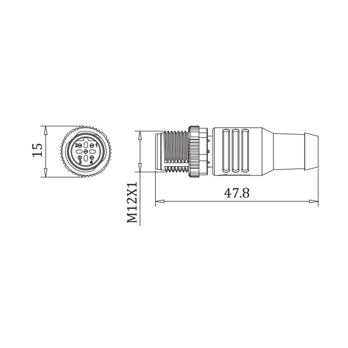 M12 5Pin 直型公頭、B-coded 、Profibus總線終端電阻、0C4R11