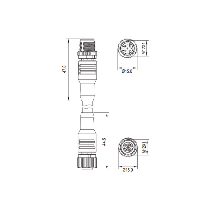 M12 4Pin 母頭直型轉(zhuǎn)公頭直型、雙端預(yù)鑄PUR柔性電纜、帶屏蔽、紫色護(hù)套、0C4A41-XXX