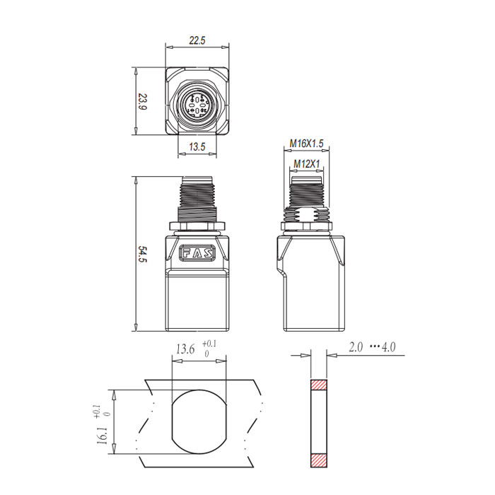 M12 4Pin D-coded 母頭直型轉RJ45直型、0C4E01