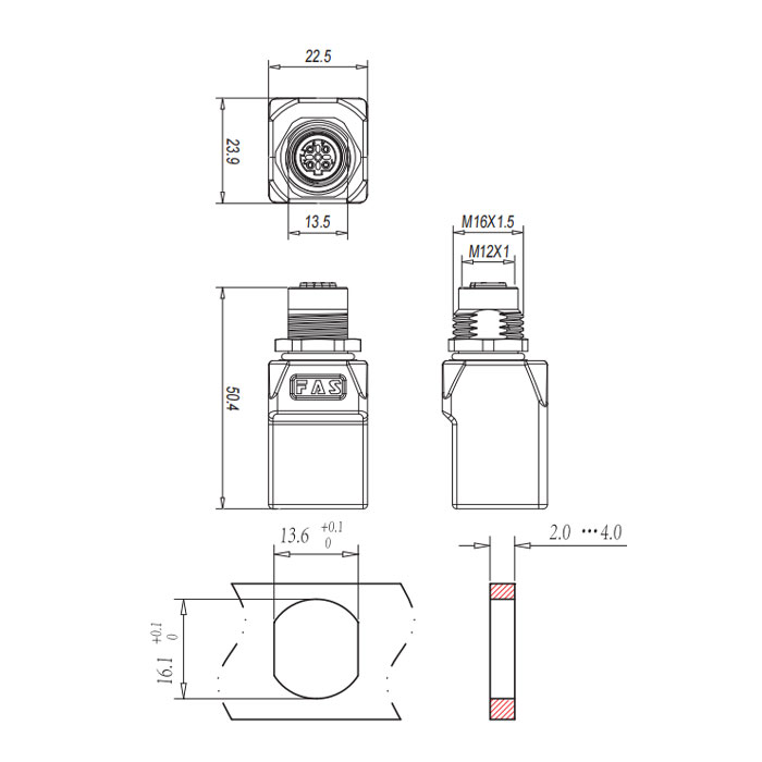 M12 4Pin D-coded 公頭直型轉RJ45直角型、0C4E23 