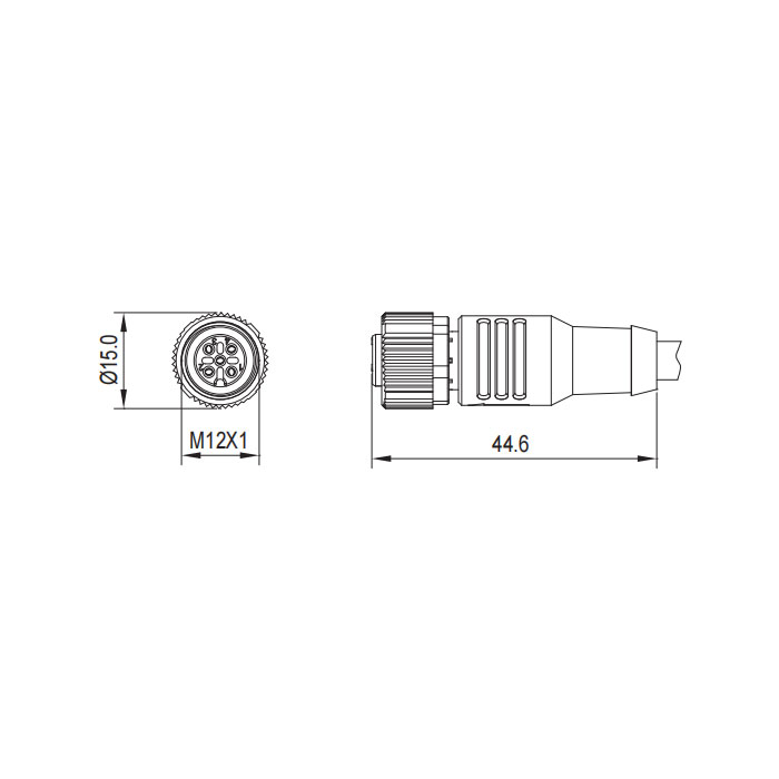 M12 4Pin、母頭直型、單端預鑄PVC非柔性電纜、帶屏蔽、紅色護套、0C4241-XXX