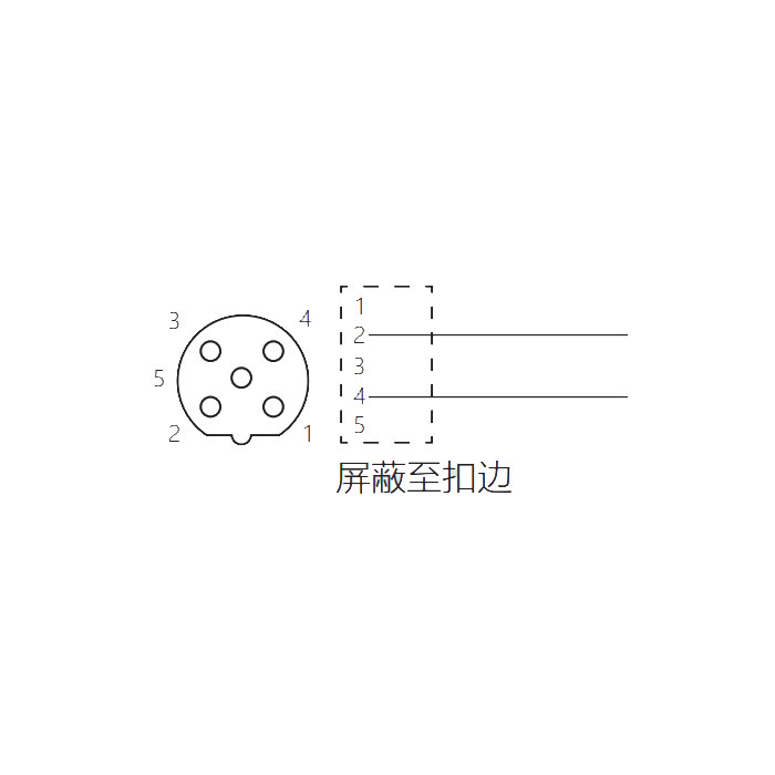 M12 5Pin 母頭直型、B-coded、單端預(yù)鑄PUR柔性電纜、帶屏蔽、紫色護(hù)套、0C4001-XXX