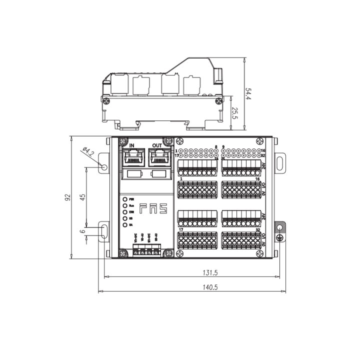 PROFINET協(xié)議、IP20、32DI/DO 自適應(yīng)配置、NPN、端子式、RJ45網(wǎng)口、遠(yuǎn)程模塊、009A52