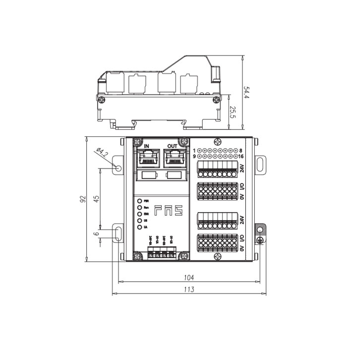 EtherCAT協議、16DI/DO 自適應配置、NPN、端子式、RJ45網口、IP20遠程模塊、009E12