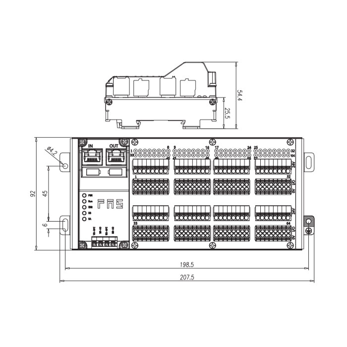 EtherCAT協(xié)議、64DI/DO 自適應配置、PNP、端子式、RJ45網(wǎng)口、IP20遠程模塊、009E74