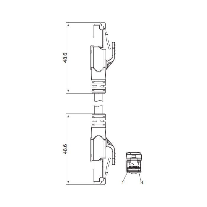 RJ45公頭直型轉(zhuǎn)RJ45公頭直型、雙端預(yù)鑄TPE柔性電纜、帶屏蔽、藍(lán)色護(hù)套、0C4441-XXX 