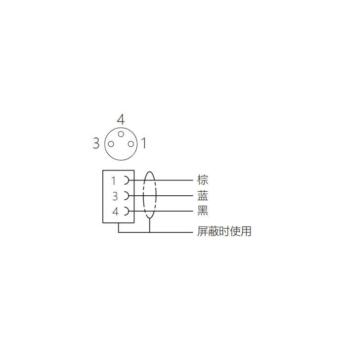 M8 3Pin、母頭直型、耐高溫120℃、單端預鑄PUR柔性電纜、黑色護套、63H001-XXX