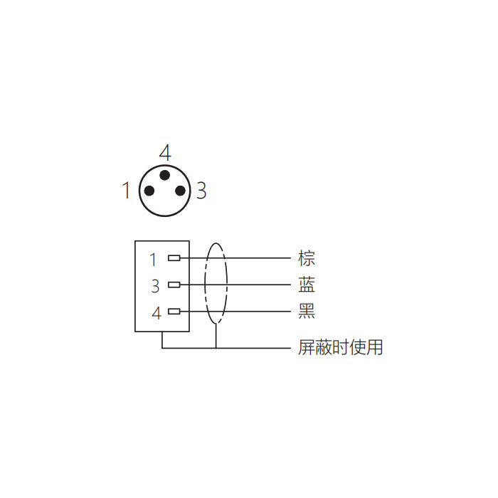 M8 3Pin、公頭直型、耐高溫120℃、單端預鑄PUR柔性電纜、黑色護套、63H021-XXX