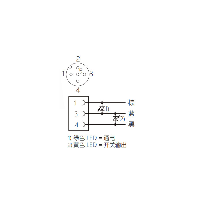 M12 3Pin、母頭90°、帶LED燈、IP 69K-ECOLAB、食品級、單端預(yù)鑄PVC非柔性電纜、灰色護套、64E003-XXX