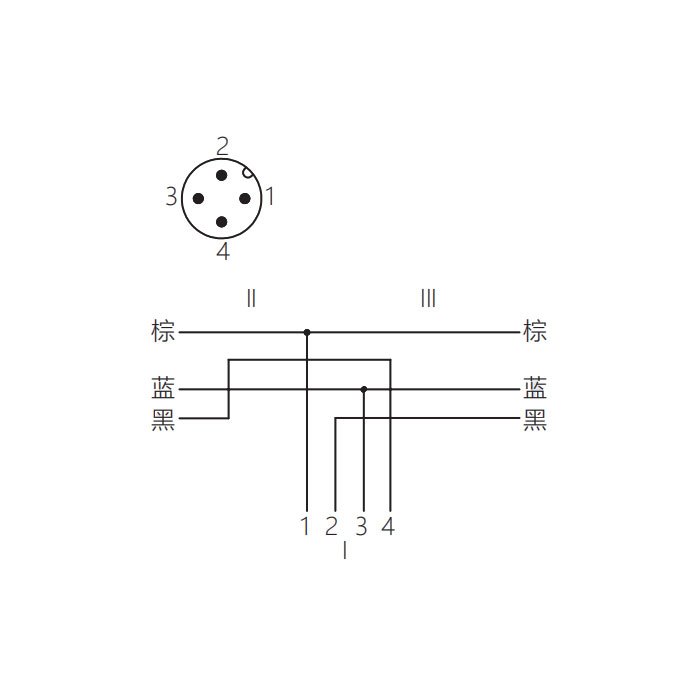 M12 4Pin公頭/2x自由端、Y型預鑄PVC非柔性電纜、灰色護套、64SY03-XXX