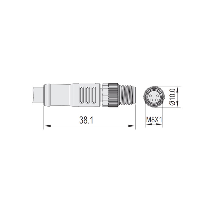 M8 4Pin、公頭直型、單端預鑄電纜、防焊渣PUR材質、橙色護套、63T561-XXX