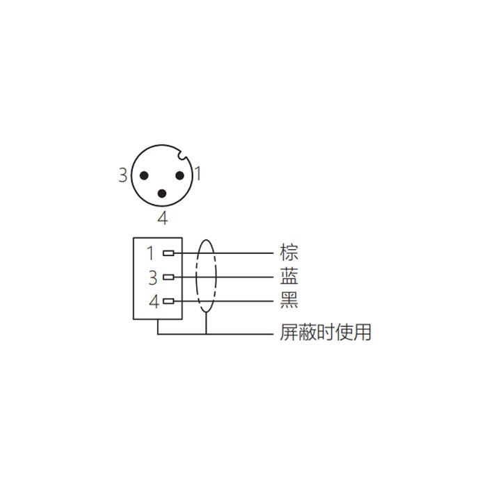 M12 3Pin、公頭90°、單端預鑄電纜、防焊渣PUR材質、橙色護套、64T503-XXX