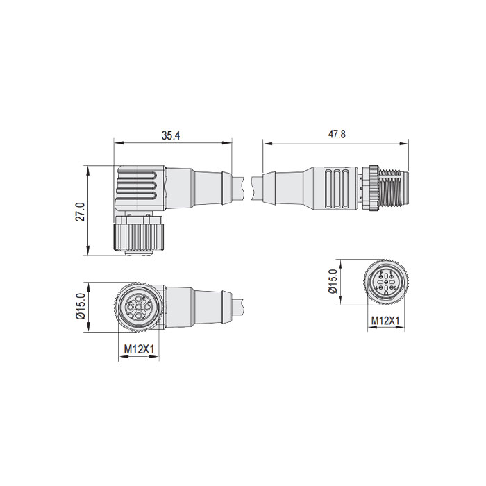 M12 4Pin、母頭90°帶LED燈轉(zhuǎn)M12公頭直型、雙端預(yù)鑄防焊渣PUR柔性電纜、橙色護(hù)套、64T123-XXX