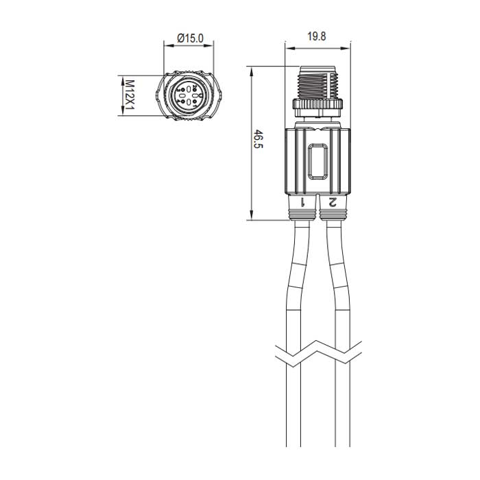 M12 4Pin 公頭轉2個自由端、Y型預鑄防焊渣PUR柔性電纜、黃色護套、64TY01-XXX