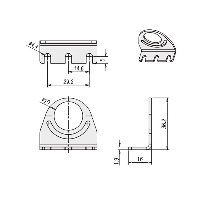  燈具支架組套、調整范圍+/- 90°、ACC401