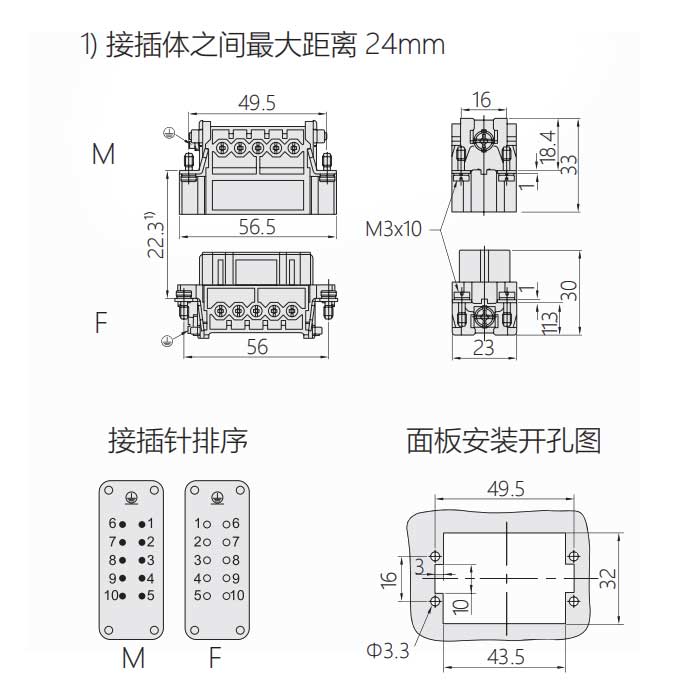 母芯件、螺釘壓接、適配H10A外殼、HA-010-F、09200102812