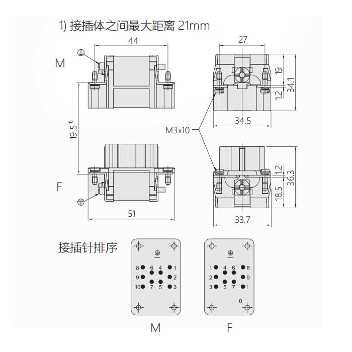 公芯件、冷壓接、適配H6B外殼、HEE-010-M、09320103001