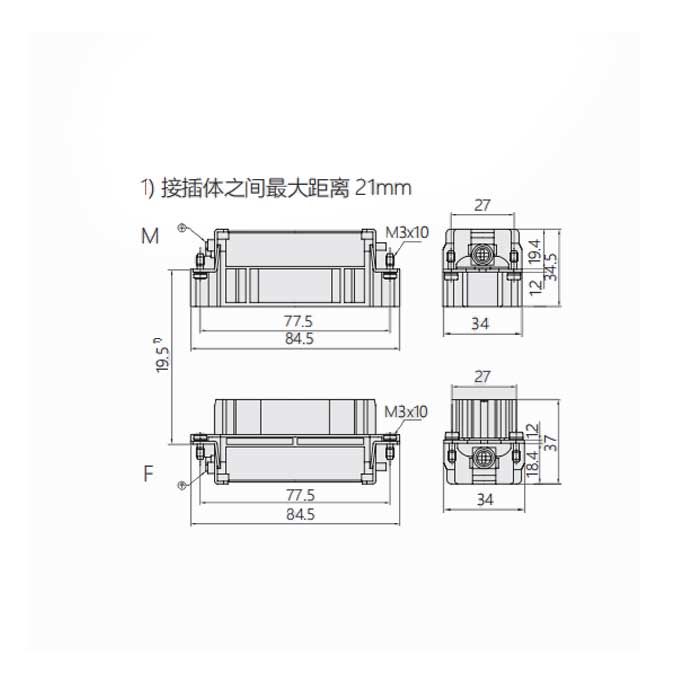 母芯件、冷壓接、適配H16B外殼、HEEE-040-F、09320403101