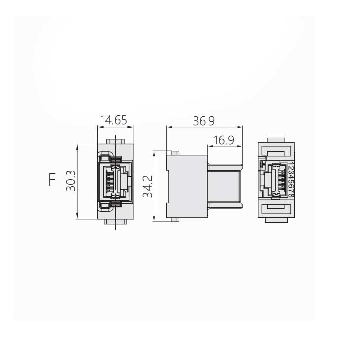 HM模塊、母接插、4或8 Pin、HM-RJ45-F、09140094151