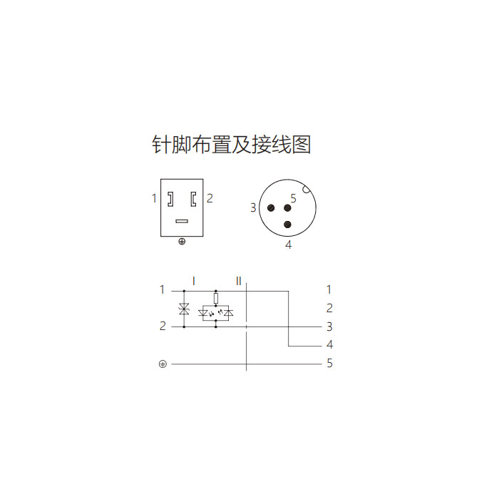 閥門插頭類型B，DIN，10mm，3Pin/M12公頭直型、雙端預鑄PVC非柔性電纜、灰色護套、6VB043-XXX