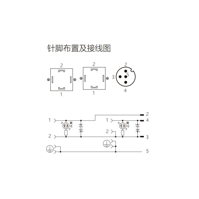 閥門插頭類型A，DIN，18mm，4Pin/M12直型公頭、雙端預(yù)鑄PUR柔性電纜、黑色護(hù)套、6VA081-L1/L2